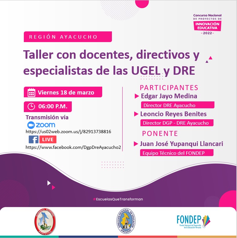 TALLER CON DOCENTES, DIRECTIVOS Y ESPECIALISTAS DE LAS UGEL Y DRE