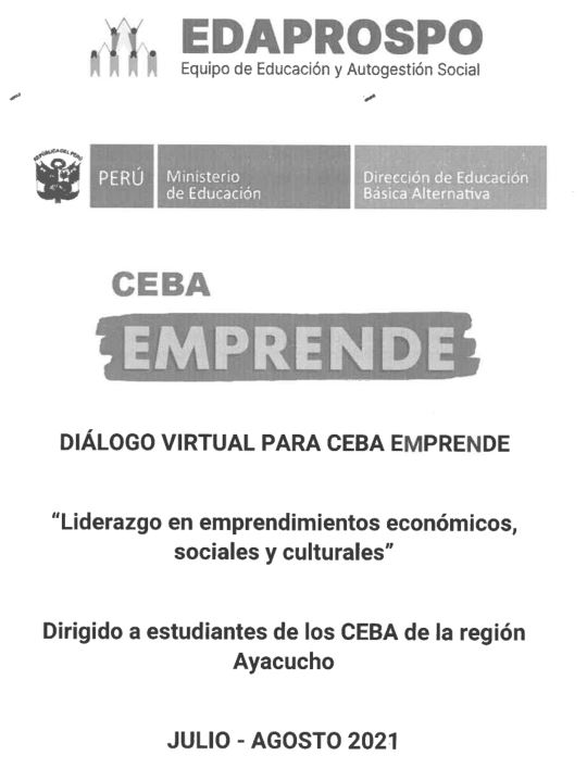 CERTIFICADOS DE ESTUDIANTES PARTICIPANTES EN LA ETAPA INTERREGIONAL DE "CEBA EMPRENDE".