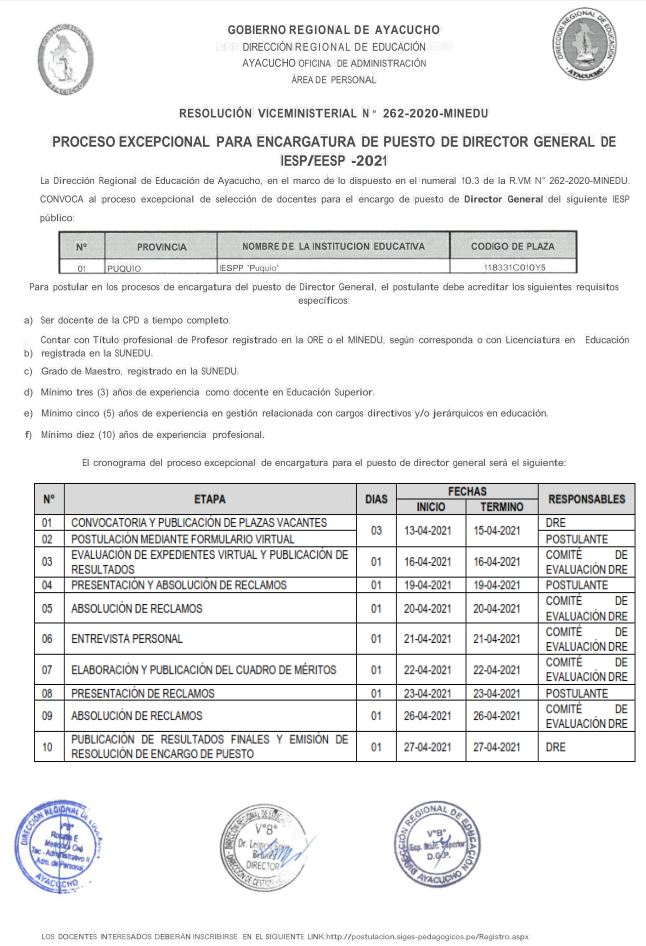 CONVOCATORIA EXCEPCIONAL 2